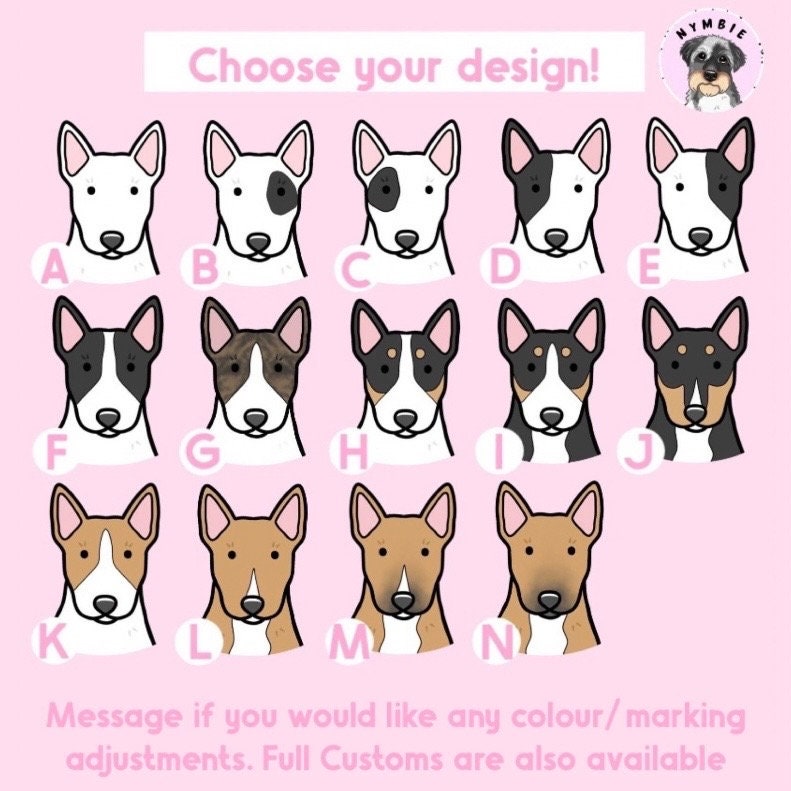 Bull Terrier Cartoon Dog Breed Phone Case Personalised Pet Portrait Illustration iPhone Samsung Cover