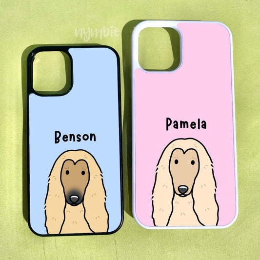 Afghan Hound Cartoon Dog Breed Phone Case Personalised Pet Portrait Illustration iPhone Samsung Cover