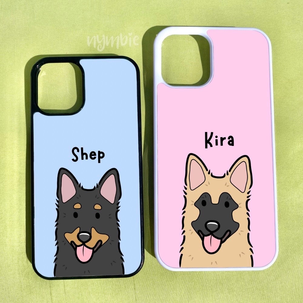 German Shepherd Cartoon Dog Breed Phone Case Personalised Pet Portrait Illustration iPhone Samsung Cover