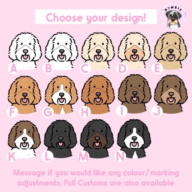 Labradoodle Cartoon Dog Breed Phone Case Personalised Pet Portrait Illustration iPhone Samsung Cover