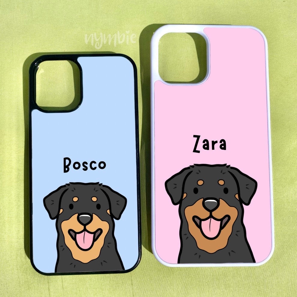 Rottweiler Cartoon Dog Breed Phone Case Personalised Pet Portrait Illustration iPhone Samsung Cover