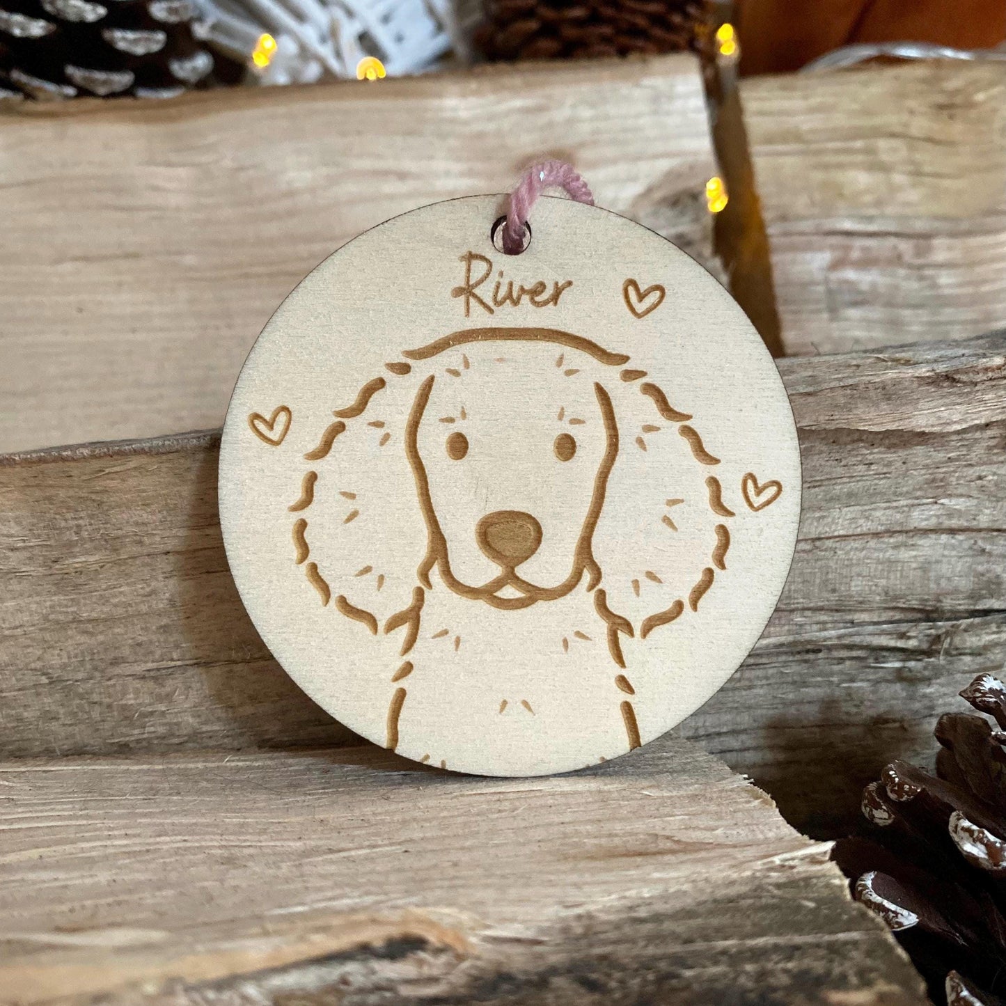 American Water Spaniel Dog Breed Decoration Wood Ornament Cute Personalised Illustration Portrait Christmas Bauble Wooden Decor | nymbie