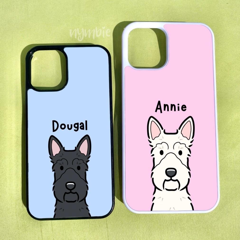 Scottish Terrier Cartoon Dog Breed Phone Case Personalised Pet Portrait Illustration iPhone Samsung Cover