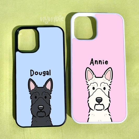 Scottish Terrier Cartoon Dog Breed Phone Case Personalised Pet Portrait Illustration iPhone Samsung Cover