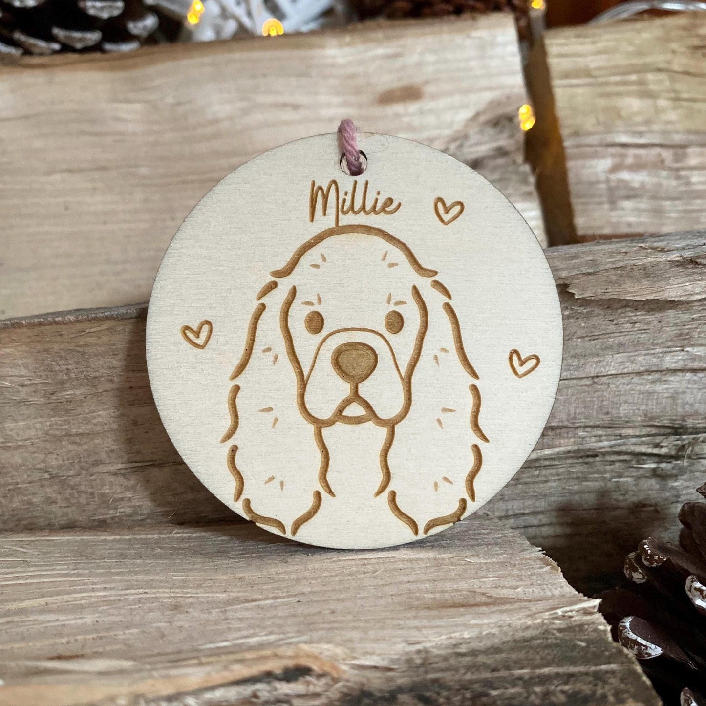 American Cocker Spaniel Dog Breed Decoration Wood Ornament Cute Personalised Illustration Portrait Christmas Bauble Wooden Decor | nymbie