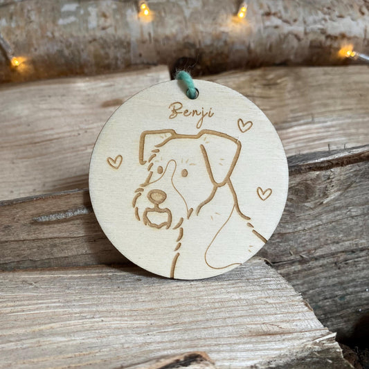 Jack Russell Terrier Dog Breed Decoration Wood Ornament Cute Personalised Illustration Portrait Christmas Bauble Wooden Decor | nymbie