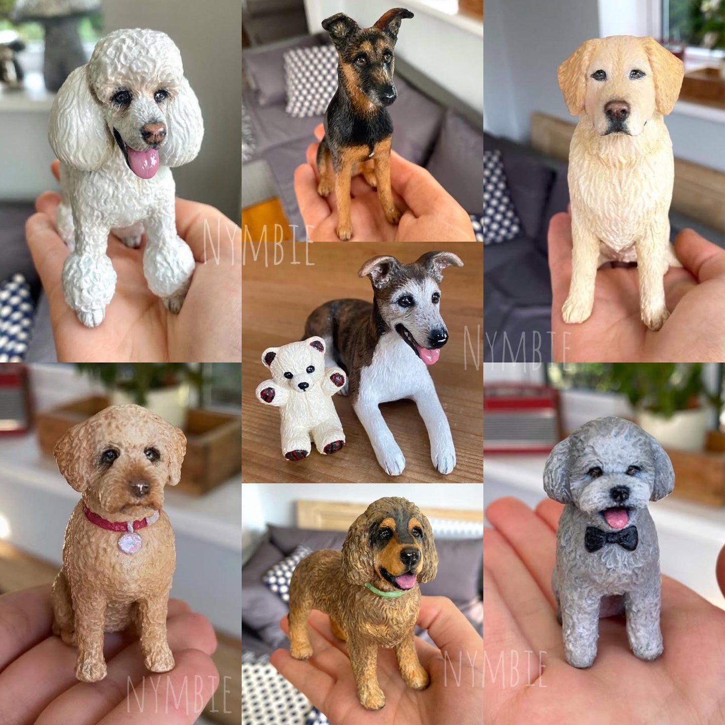 Dog Sculpture handmade polymer clay cute pet custom portrait replica memorial wedding cake topper art model sculptures | nymbie