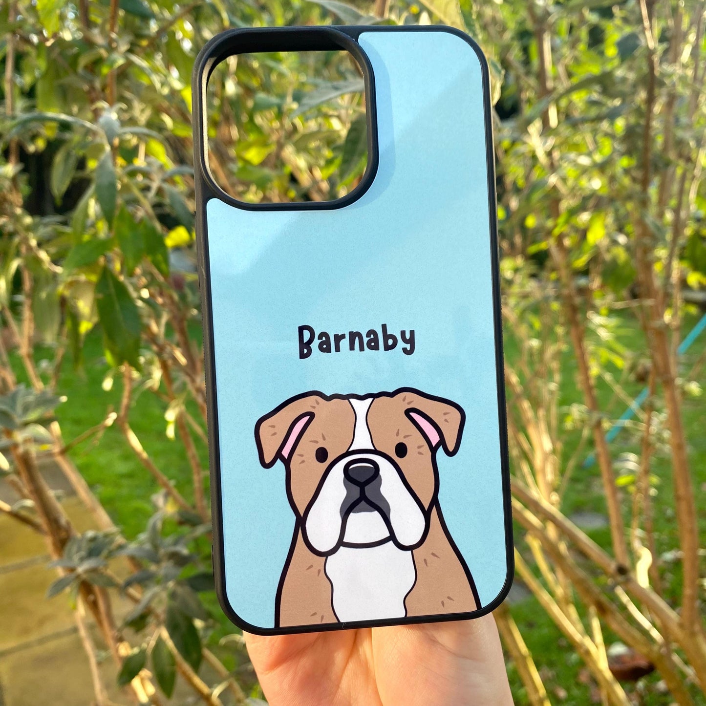 English Bulldog Cartoon Dog Breed Phone Case Personalised Pet Portrait Illustration iPhone Samsung Cover